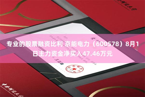 专业的股票融资比利 京能电力（600578）8月1日主力资金净买入47.46万元